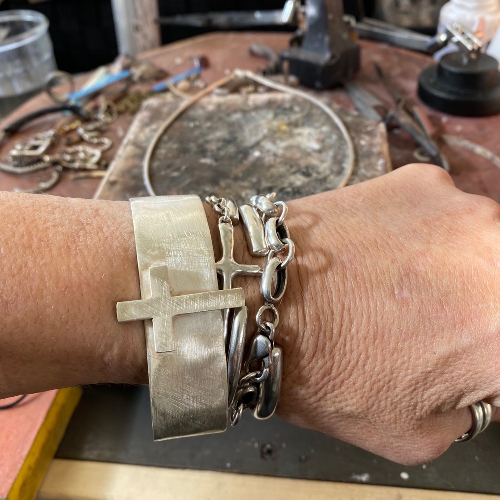 One of my signature sterling cross cuff bracelet - Picture 2 of 8